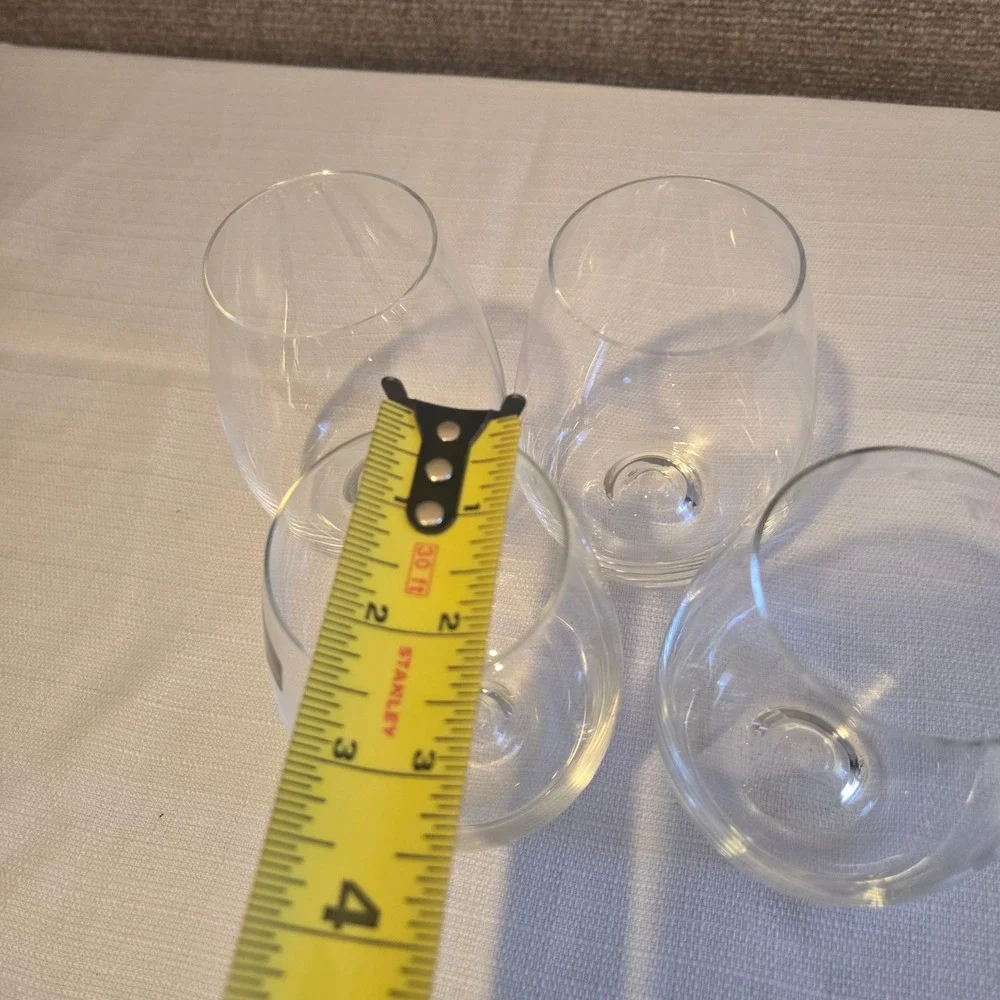 Dartington Crystal Stemless Wine Glasses Set of 4 Clear Dimple Base‎ 4.5 inch